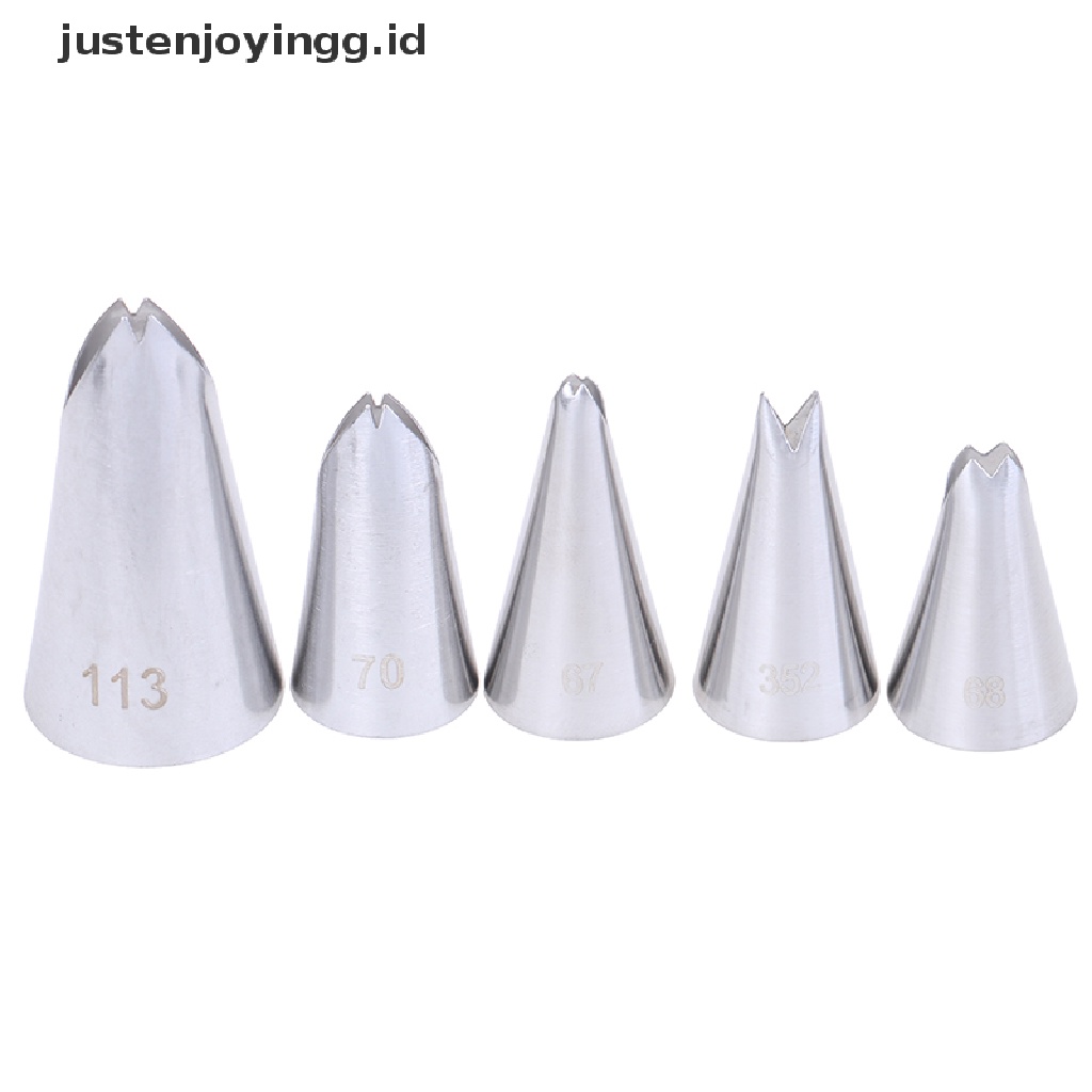 5pcs Nozzles Icing Piping Bentuk Daun Bahan Stainless Steel Untuk Dekorasi Kue Pastry