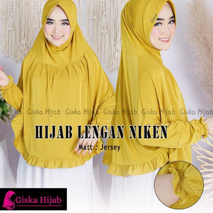Instant-- Jilbab Instan Bergo Lengan Jumbo Hijab Tangan Panjang