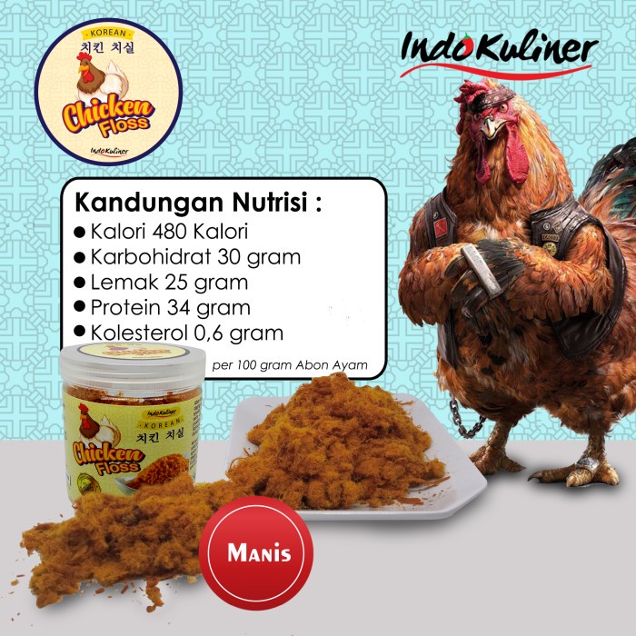 

ABON- INDOKULINER ABON AYAM KOREA MANIS 100 GRAM -MAKANAN-KERING.