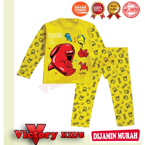 Victory kid's setelan/piyama tangan panjang anak laki-laki-perempuan 1-10 thn