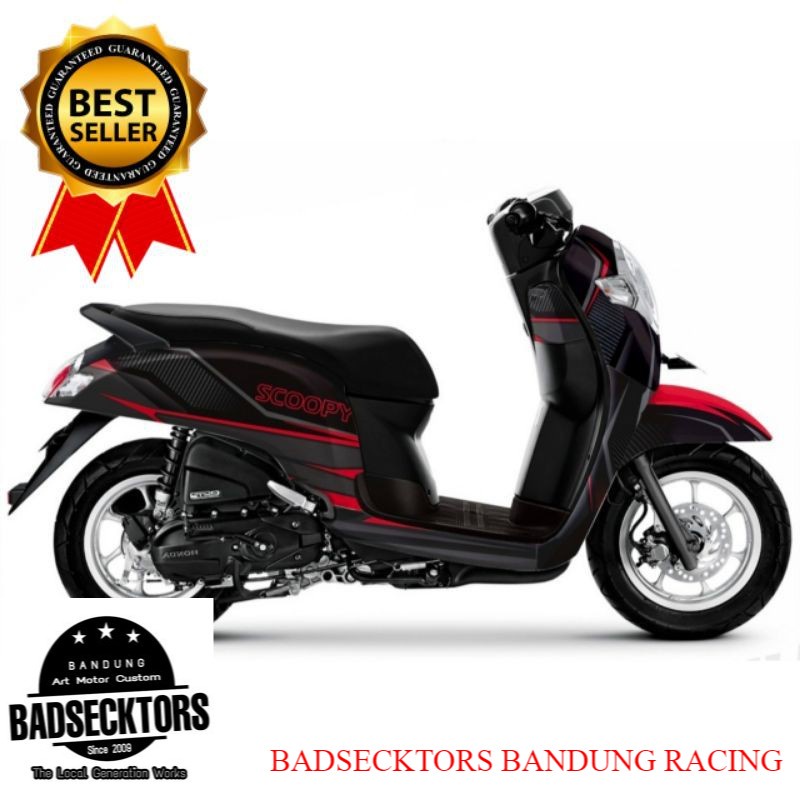Decal sticker Scoopy fi 2019 hitam merah doff