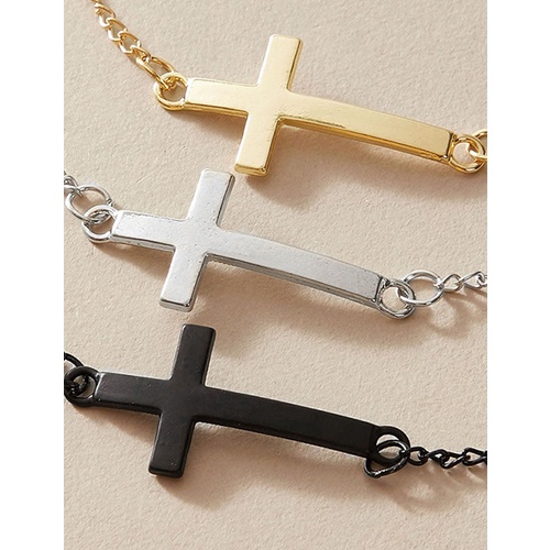 LRC Gelang Tangan Fashion Color Mixing Cross Alloy Contrast Multi-layer P57954