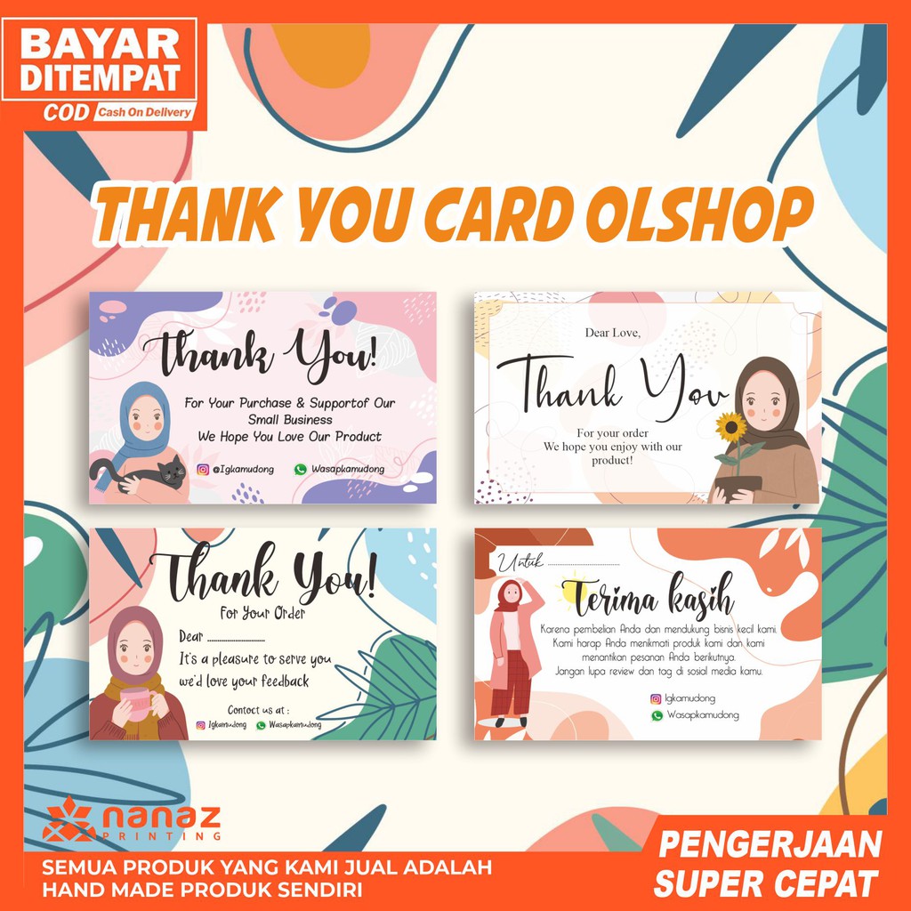 

THANK YOU CARD CUSTOM KARTU UCAPAN TERIMA KASIH OLSHOP