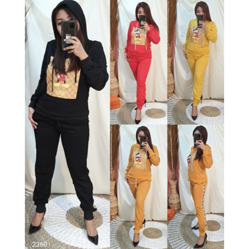 SETELAN HOODIE MICKEY GUCCI PREMIUM - READY STOCK