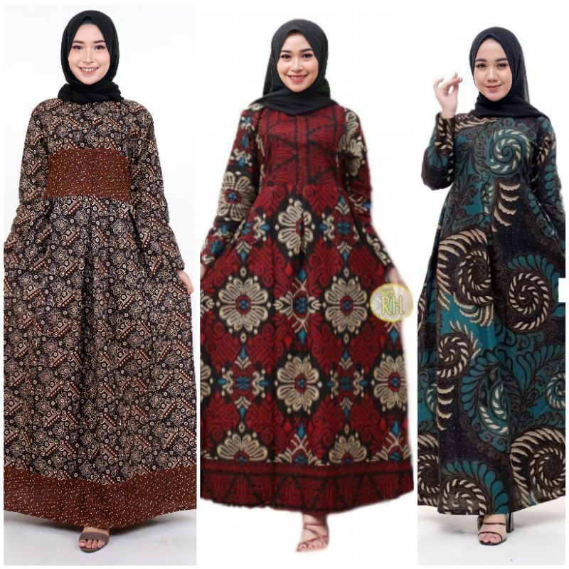 MS GAMIS BATIK FASHION SRIWEDARI MAXI BUMIL/BUSUI BUSANA MUSLIM TERMURAH SHOPEE