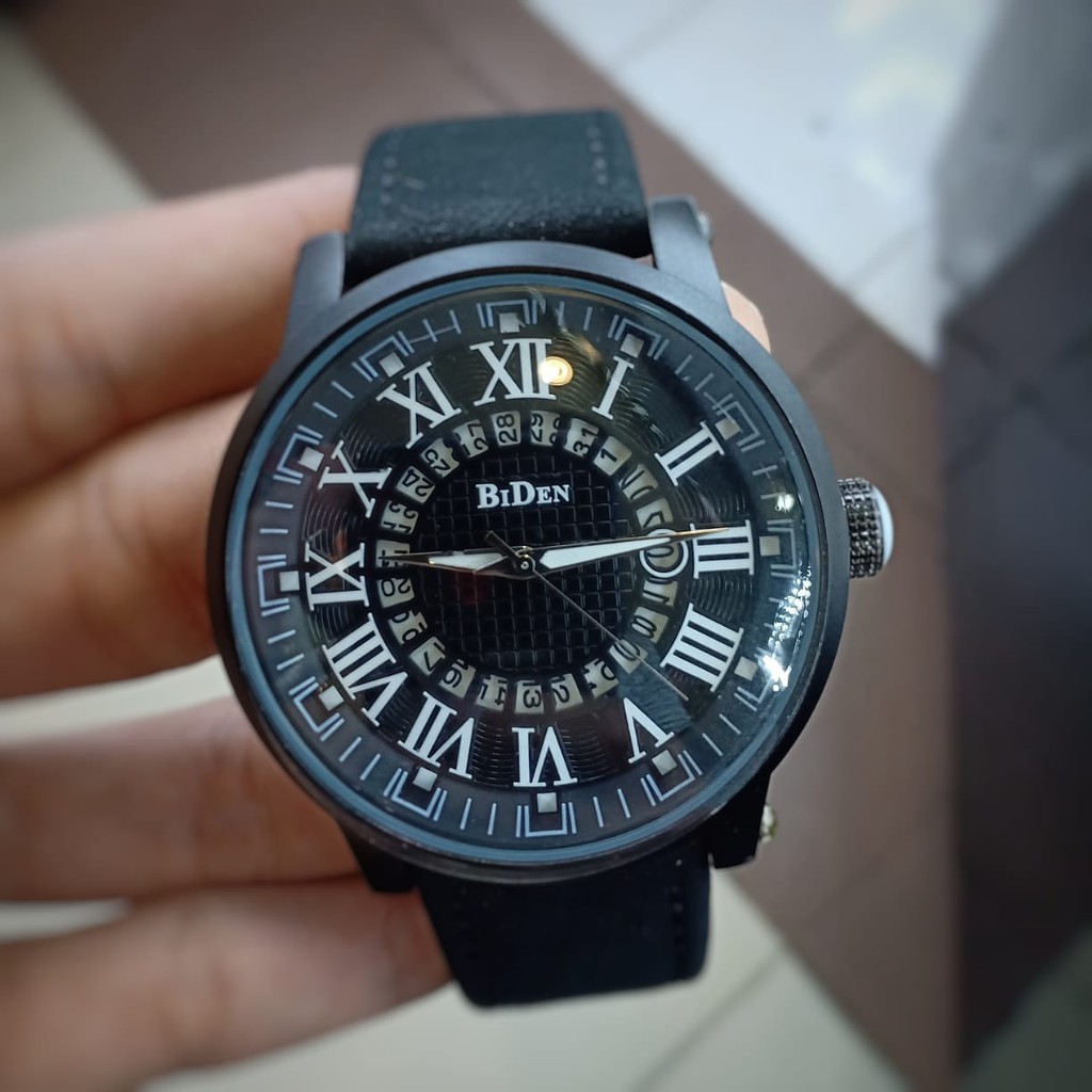 JAM TANGAN PRIA ORIGINAL BIDEN 0050 TANGGAL AKTIF TALI KULIT