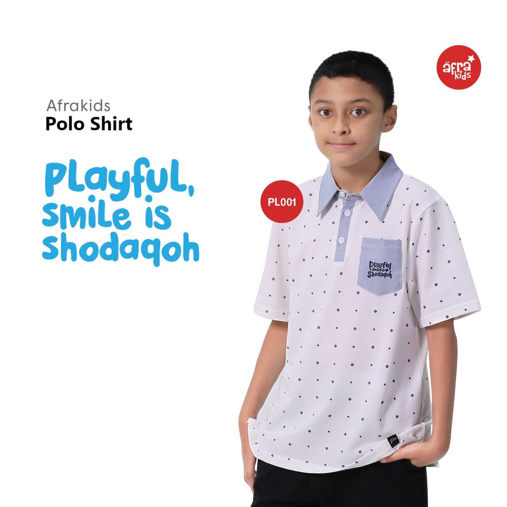 Polo Shirt Anak Afrakids AFRA - PL001 Playful, Smile Is Sodaqoh