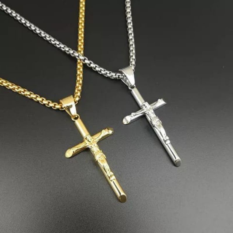 KALUNG ROLO TITANIUM BANDUL SALIB PRIA WANITA / KALUNG EMAS TITANIUM / KALUNG NAMA