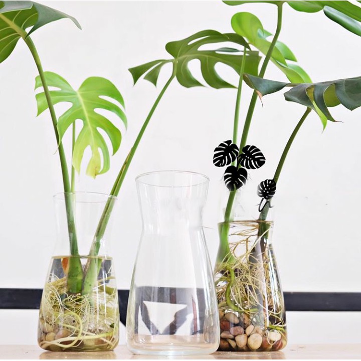Naindo 1 pc pot kaca kristal bening( tanpa bunga) untuuk bunga artifisial atau bunga hidup