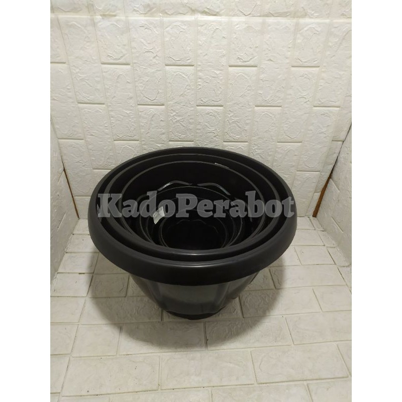 pot bunga hitam 40 - pot kembang - pot taman bunga - pot tanaman hias