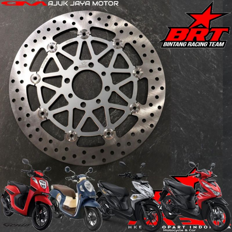 BRT SUPER DISC BRAKE GENIO SCOOPY 2021 PIRINGAN CAKRAM BEAT 2020 DELUXE 4 HOLE 260MM+BRAKET PIRINGAN