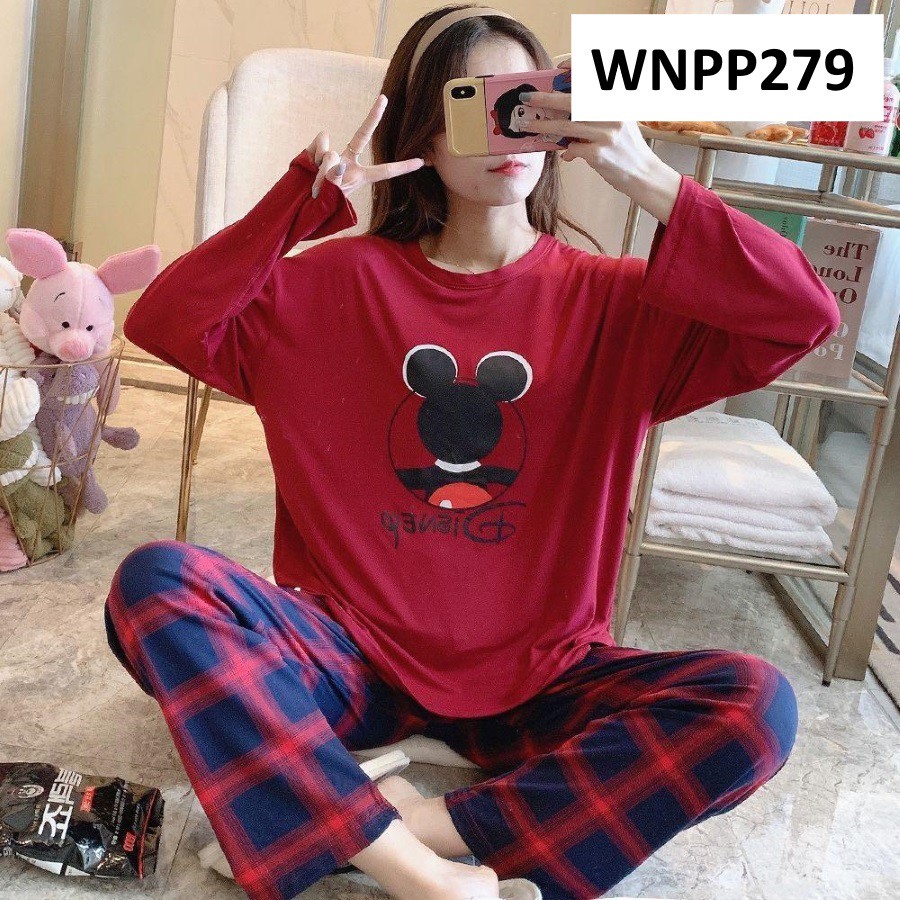 Piyama Wanita Mickey Back Red