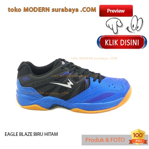EAGLE BLAZE BIRU HITAM Sepatu Olahraga Sepatu Badminton Kets
