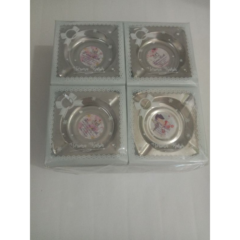souvenir asbak stenlis kemas mika motif isi 20 pcs