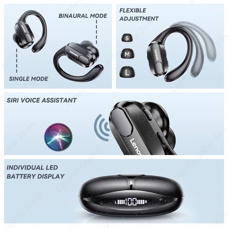 Original Lenovo XT80 TWS Headset Bluetooth 5.1 Wireless Gaming Earphone with Microphone Stereo Earbuds Musik Olahraga