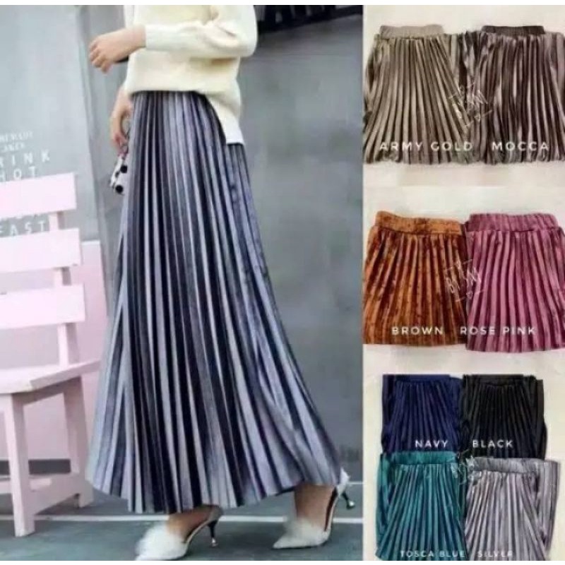 Rok Plisket Bludru / Rok Plisket Bludru Import / Rok Plisket Bludru Premium Import / Rok Bludru