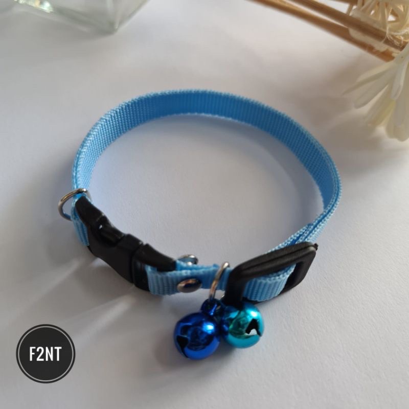 Kalung kucing polos 2 lonceng 10ml bahan tebal