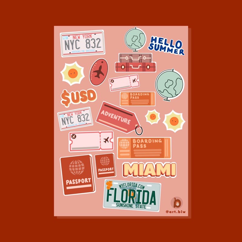 

70s TRAVEL STICKER SHEET