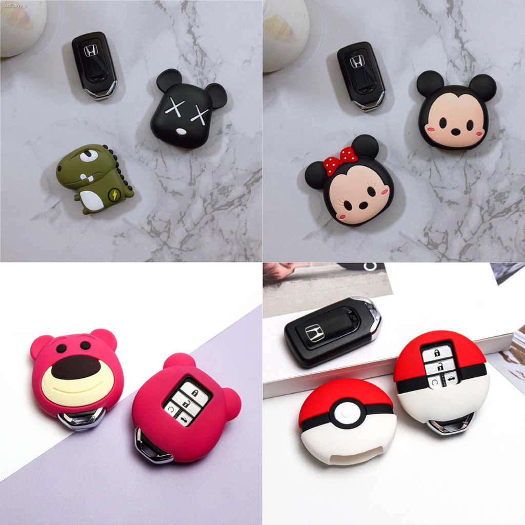 Case Kunci Mobil Bahan Silikon Motif Kartun Minnie Mouse Untuk Honda civic urv accord