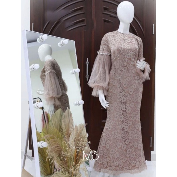 MAXY DIANDRA MOTE, BRUKAT TILE FURING, GAMIS HIJAB MUSLIM, MAXY DRESS, 2 UKURAN