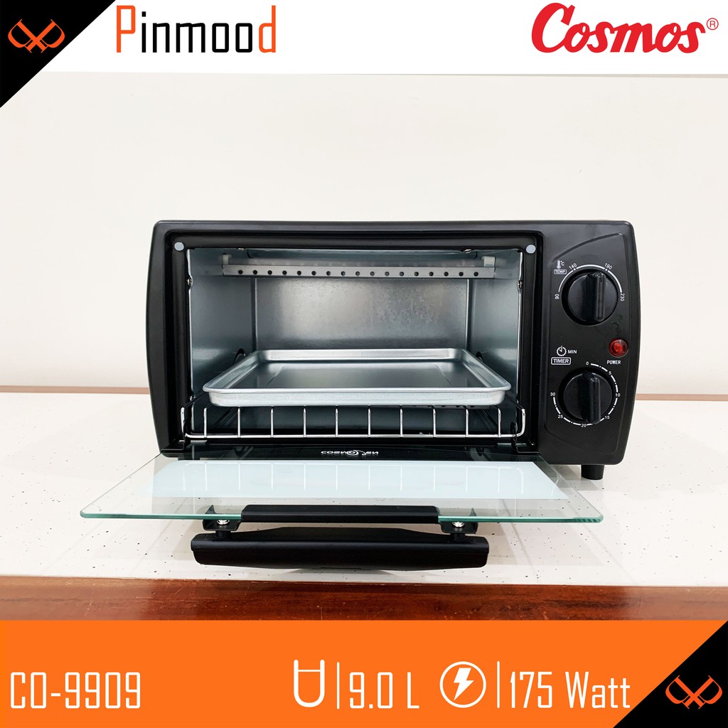 OVEN LISTRIK COSMOS CO-9909 B/ W / KAPASITAS 9 LITER / CO-9909B / PEMANGGANG BBQ MINI TIMER LOW WATT