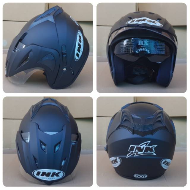  HELM INK CX22 T1 DOUBLE VISOR REPLIKA HITAM DOFF BKN 