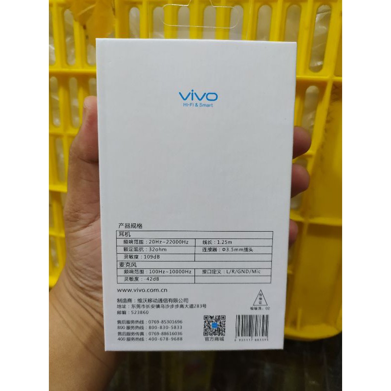 Headset Vivo handsfree Vivo Aerphone Vivo 3.5MM XE680 ORIGINAL