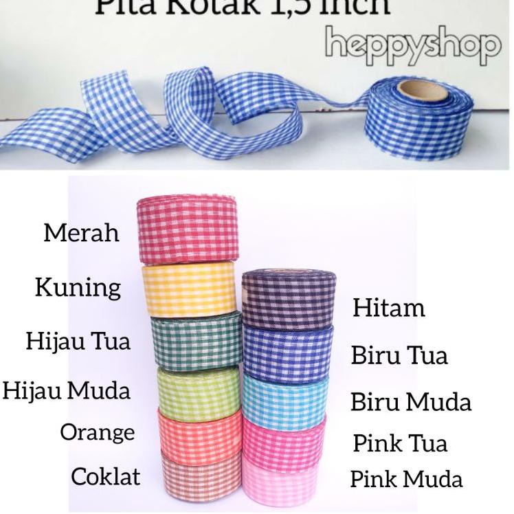 

[DISCOUNT KKR53] Pita Kotak 1,5 inch, Pita Motif Kotak Produk