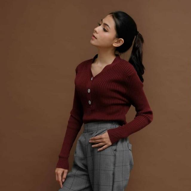 SWEATER RAJUT BODY FIT K3 SWEATER YESSI MODEL TERBARU-MARRON