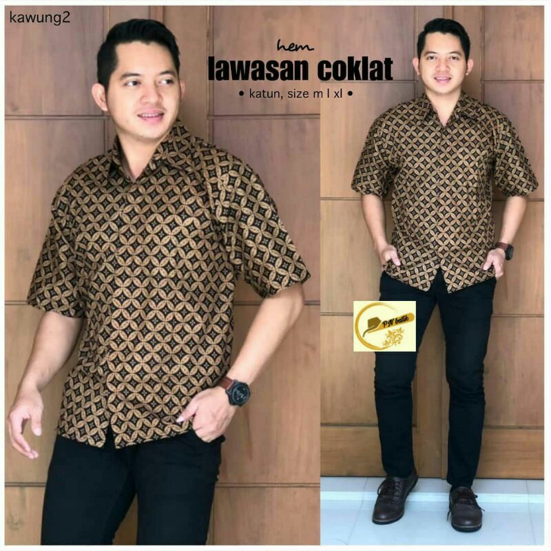 HEM batik atasan batik cowok lengan pendek motif terbaru