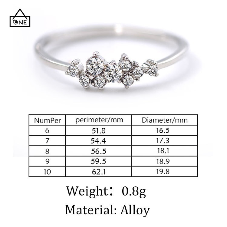 COD❤Cincin Simple Sterling Silver 925 Hias Wanita Kristal Zircon 3 Lapis Emas ukuran US 6 7 8 9 10 A one