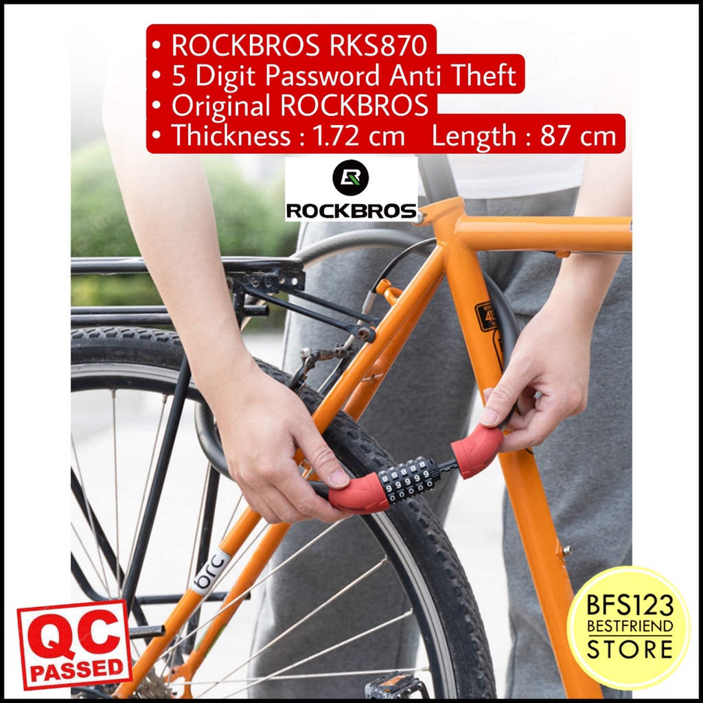 ROCKBROS RKS870 Kunci Gembok Sepeda Bike 87 Cm Steel 5 Digit