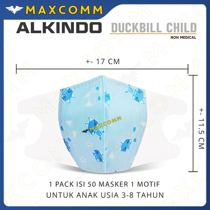 Masker Alkindo Duckbill Anak Motif 3ply Duck Bill Masker Sekali Pakai 3 Ply Non Medis