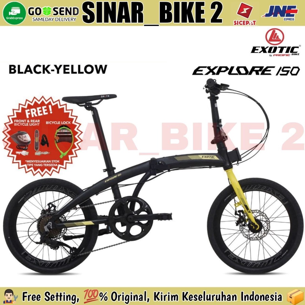 Sepeda Lipat 20 Inch EXOTIC EXPLORE 150 Alloy 9 Speed Rem Cakram &amp; 20 Inch PACIFIC SPLENDID 300 Alloy 8 Speed Rem