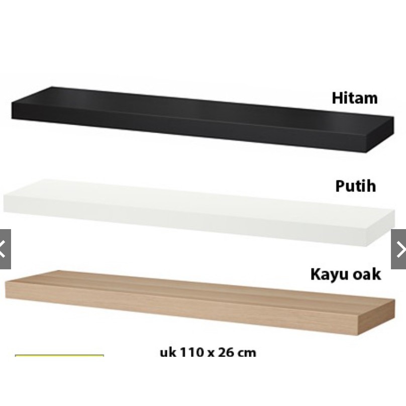 LACK Rak dinding putih / hitam / kayu 110x26 cm