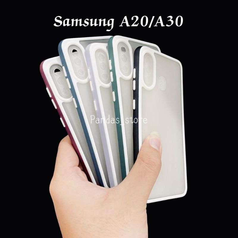 Pro Hybird Samsung A20 / A30 Softcase Halus dan Elegan / Pinggiran Garis Putih Keren (Pandas)