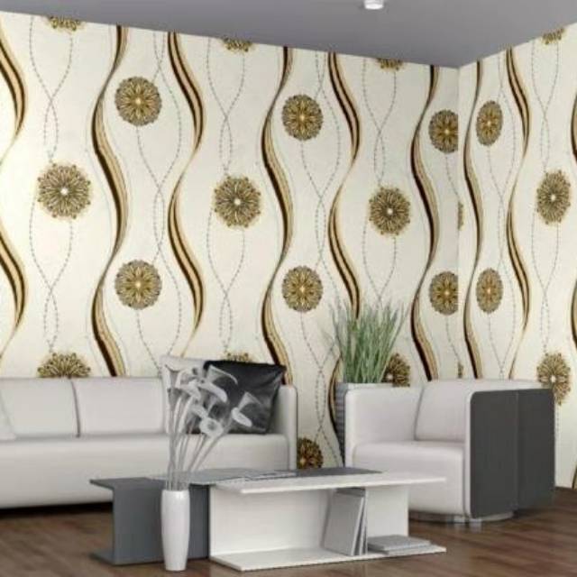 WALLPAPER DINDING MOTIF CAKRA CREAM 10m x 45cm