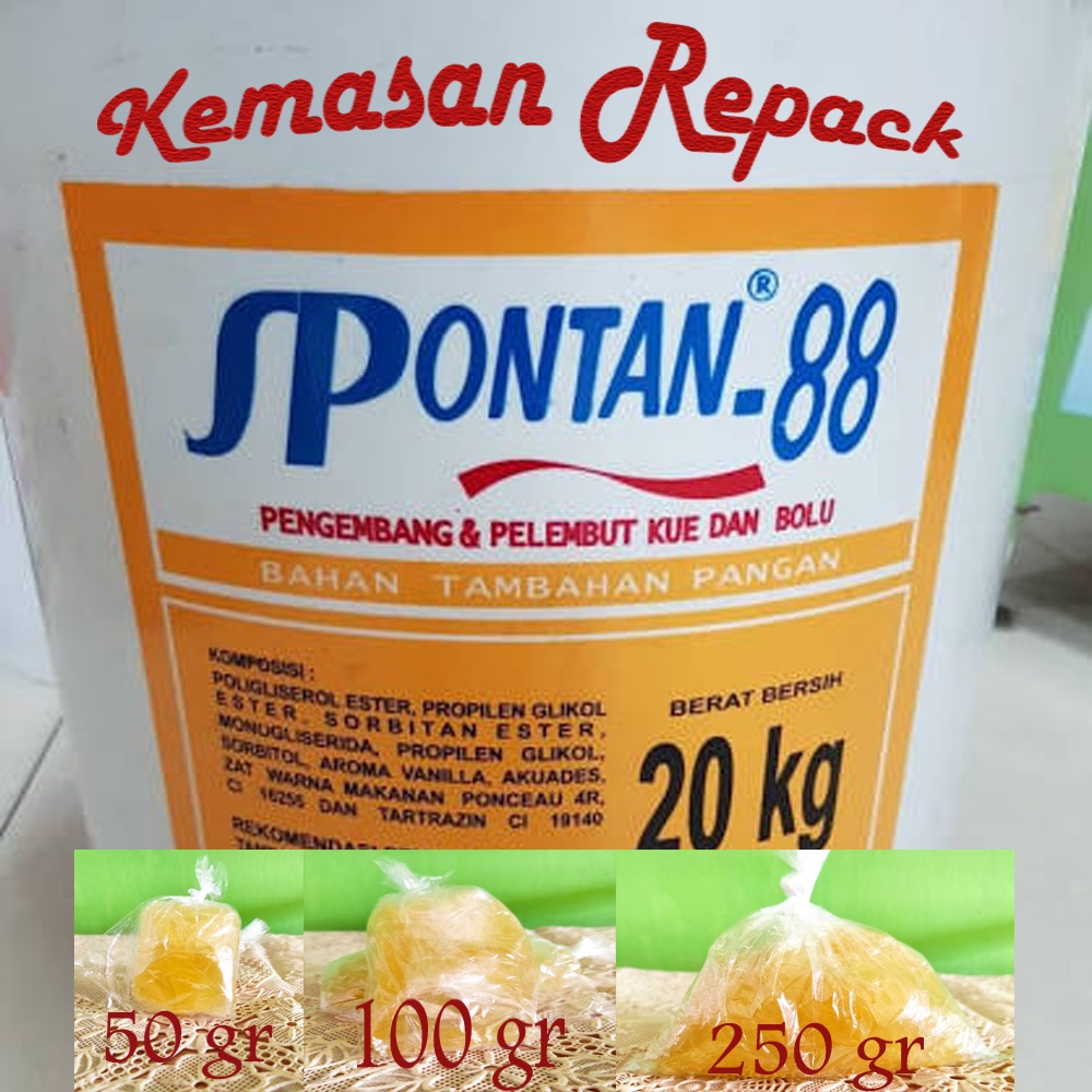 

Sp / Pengembang kue / Pengemulsi kue merk Spontan 88 / SP spontan 88 pengembang/pelembut kue dan bolu