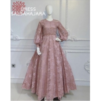 Gamis Seragaman Bridesmaid/ Gamis Pesta Mewah/ Gamis brokat / Gamis Baju Muslim Wanita Terbaru 2022 