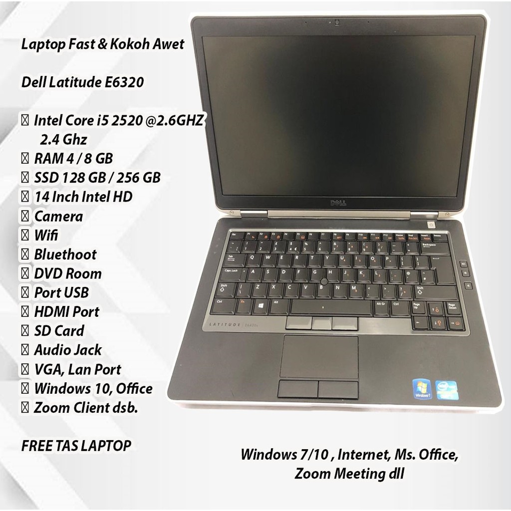 LAPTOP INTEL CORE i5 RAM 10 GB SSD 256 GB DELL LATITUDE E6320 SLIM, FAST