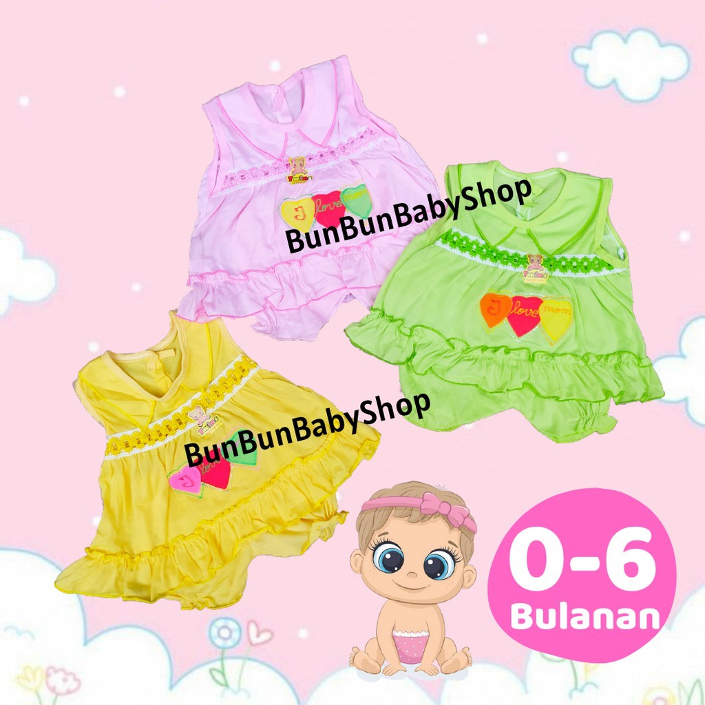 Setelan Cewek Dress Baby Girl Stelan Baju Bayi Lahir Perempuan Newborn Lucu Murah Bunbunbabyshop