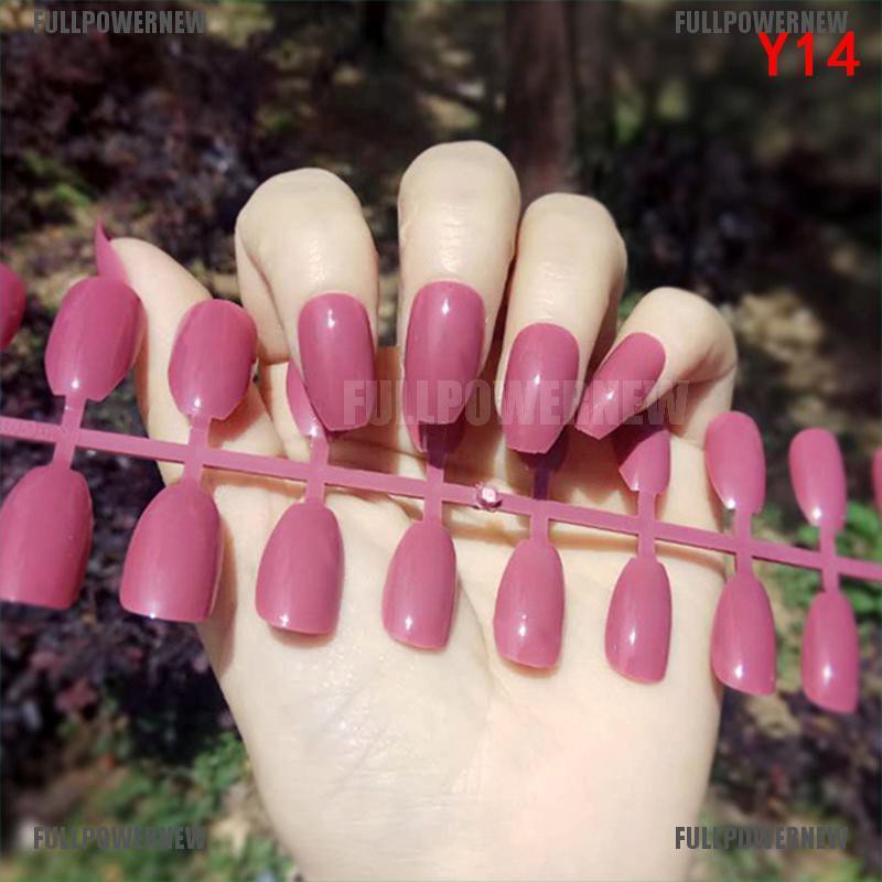 24 Pcs Kuku Palsu Bahan Akrilik Gaya Perancis Untuk Nail Art