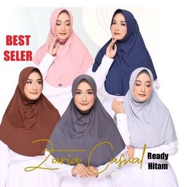BERGO ELZATTA ZARIA CASUAL JILBAB POLOS HITAM BEST SELLER SPORTY OLAHRAGA
