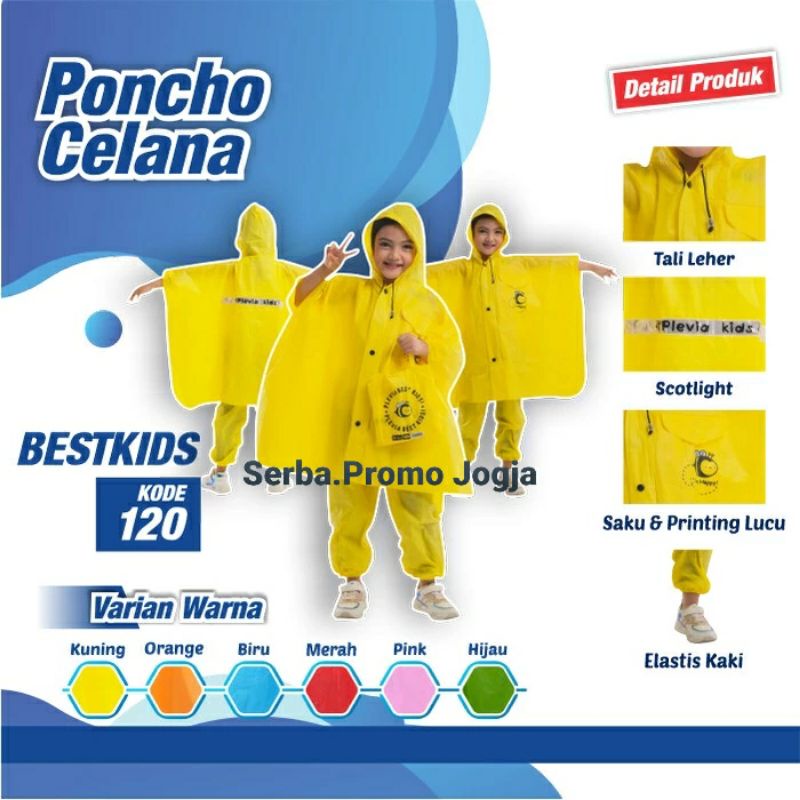 Setelan Jas Hujan Anak Ponco Celana Plevia - Ponco Celana Anak Best Kid Plevia