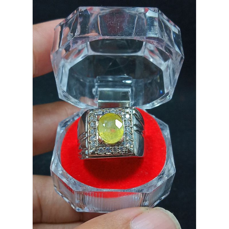 batu yellow safir asli natural siap pakai