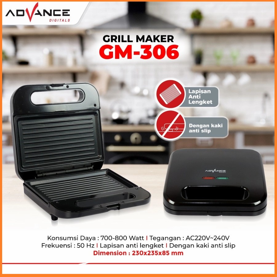 Advance GM-306 Grill Maker Pemanggang Daging Sosis Roti new original.