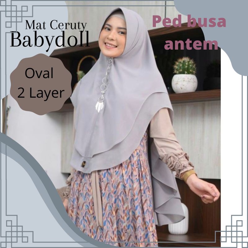 best seller jilbab hijab khimar syar'i kerudung instan 2 layer livia jumbo ceruti babydoll