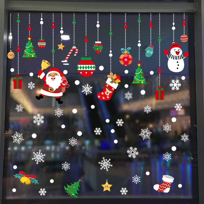 [ Merry Christmas Static Christmas Window Sticker Decorations for Home Living Room Bedroom  New Year Xmas ]