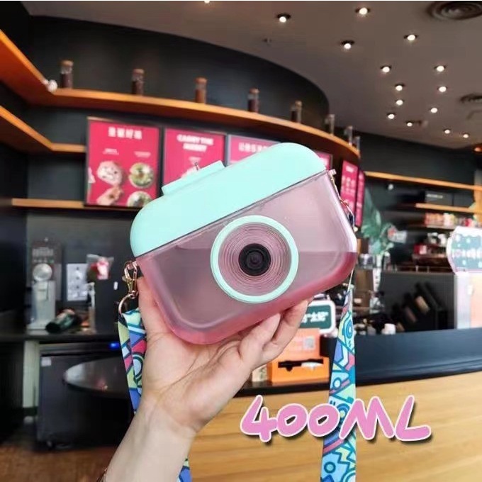 Botol Minum Anak Model Kamera Lucu Camera Bubble 400ml Free Tali