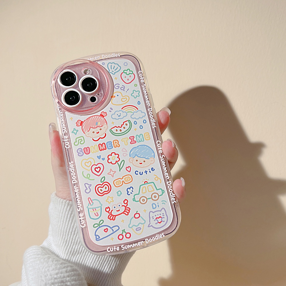 Soft Case TPU Motif Print Kartun Untuk iPhone 11 12 13 Pro Max Mini 7 8 Plus SE 2020 SE 2022 X XR XS Max